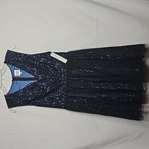 NWT Decode 1.8 lace overlay Tulli mini fit & flare vbeck black blue dress sz 12